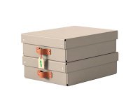 Boîte de rangement carton 8 Litres Leitz Puro H 10 x L 37 x P 27 cm - Lot de 2, beige