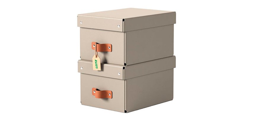 Boîte de rangement carton 7 Litres Leitz Puro H 15 x L 28 x P 20 cm - Lot de 2