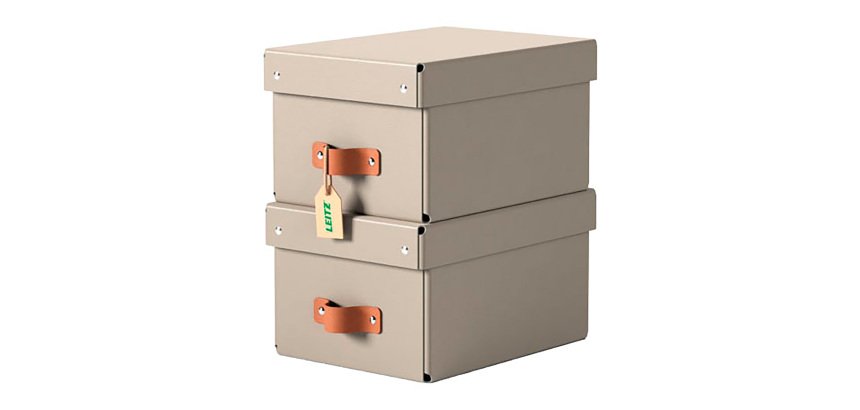 Boîte de rangement carton 7 Litres Leitz Puro H 15 x L 28 x P 20 cm - Lot de 2
