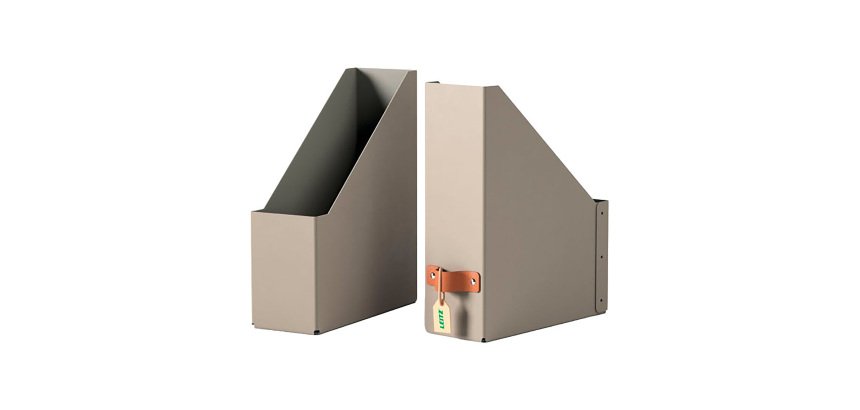 Range-revues avec poignée cuir Leitz Puro dos 10 cm - Lot de 2