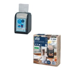 Tovaglioli 2 veli N14 naturale - 2 confezioni da 6 pacchetti da 120 + dispenser omaggio Tork