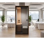 Cabine acoustique Essentielle S Bureau - 1 personne - extérieur chêne clair / intérieur Gris