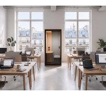 Cabine acoustique Essentielle S Bureau - 1 personne - extérieur chêne clair / intérieur Gris