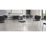 Chaise CONFÉRENCE - vinyle non feu noire pieds chromé