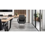 Chaise visiteur Opti520PA avec pieds luge en similicuir noir
