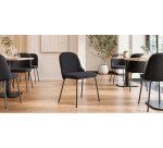 Chaise  BELLA, velours, pieds noirs