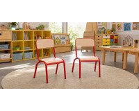 Set van 2 schoolstoelen Ludo - maat 1 - kleuterklas - kleur rood gelakt