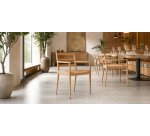 Stoel Analy met armleuningen massief eikenhout natuurlijke afwerking zitting van touw