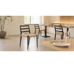 Analy chair in solid oak with black finish and rope seat