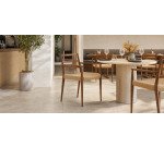 Chaise Analy avec accoudoirs en bois de chêne, finition noyer assise en corde