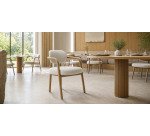 Melqui beige chair in solid oak wood a natural finish
