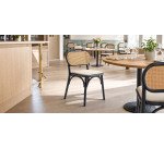 Doriane solid elm chair with black lacquer and upholstered seat
