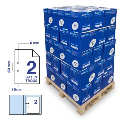 A4 white paper 80 g Clairefontaine Clairalfa 2-hole perforated - disposable pallet of 250 reams of 500 sheets