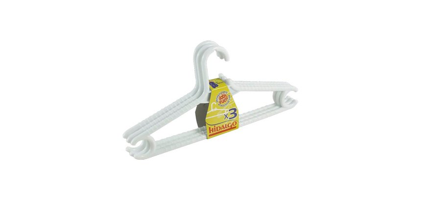Perchas de plastico Hidalgo - doble grueso - pack de 3