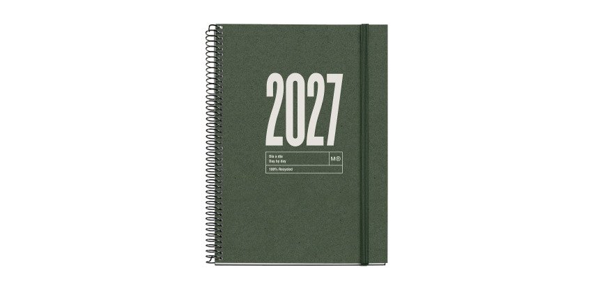 Agenda Recycled Dark Green dia página espiral Catalán 115 x 213 mm Miquelrius
