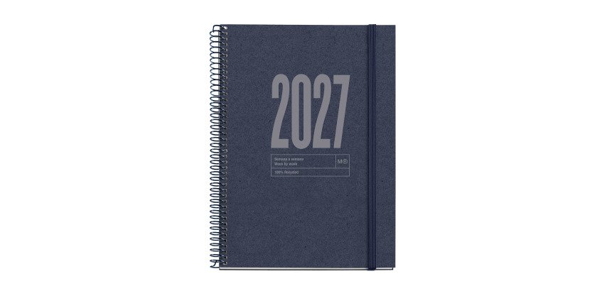 Agenda Recycled Dark Blue dia página espiral Catalán 115 x 213 mm Miquelrius