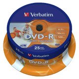 Dvd-r verbatim capacidad 4.7gb velocidad 16x 120 min tarrina de 25 unidades