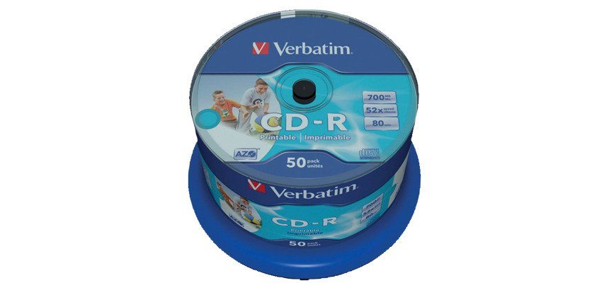 CD-R 700MB / 80 MIN 52X Imprimible- Bobina de 50 UNDSUPER AZO VERBATIM (43438)