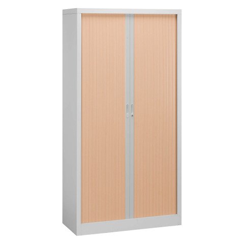 Armario de persiana metálico desmontable Unión Alt 198 x An 100 cm estructura gris claro persianas haya