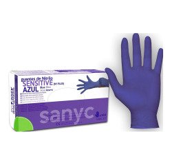 Guantes de nitrilo Sensitive Sanyc azul - caja de 100 - talla 8