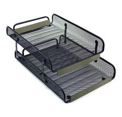 Corbeille à courrier double Pierre-Henry Mesh, aspect cuir