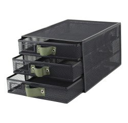 Module de classement 3 tiroirs métal/cuir Pierre-Henry Mesh