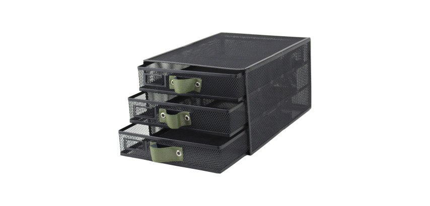 Module de classement 3 tiroirs métal/cuir Pierre-Henry Mesh
