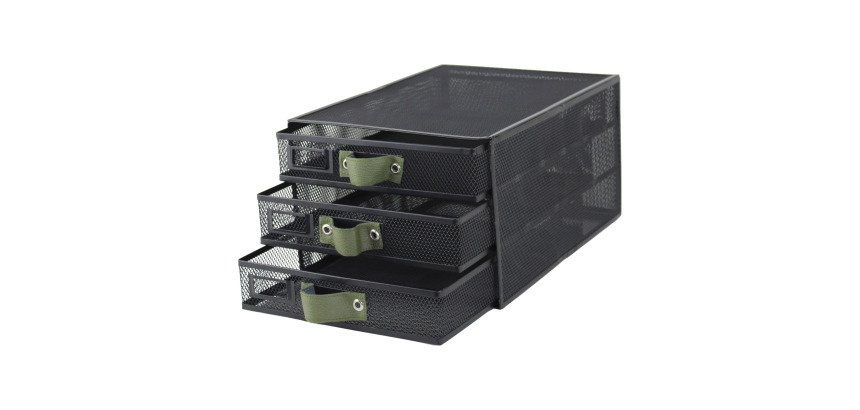 Module de classement 3 tiroirs métal/cuir Pierre-Henry Mesh