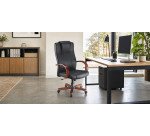 Fauteuil de bureau Partner 2 - avec accoudoirs, appui-tête - Mécanisme Basculant centré - Pied métal coloris merisier