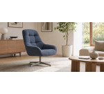 Fauteuil pivotant Jaspe bleu et métal gris