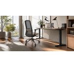 Bureaustoel ROCKIT stof en mesh - Hoge rugleuning met lendensteun - 1D-armleuningen - Zwarte structuur