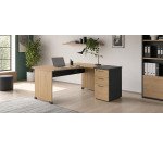 Set scrivania compact 160 cm  a sinistra ontano + cassettiera 3 cassetti Quarta Plus