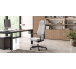 Poltrona direzionale Zuco Selvio base nera e rivestimento in tessuto grigio chiaro