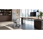 Poltrona direzionale Zuco Selvio base cromata e rivestimento in tessuto grigio chiaro