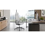 Poltrona direzionale Zuco Selvio Mesh base nera rete grigio chiaro e seduta in tessuto grigio chiaro