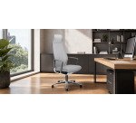 Poltrona direzionale Zuco Selvio Mesh base cromata rete grigio chiaro e seduta in tessuto grigio chiaro