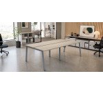 Bench 4 scrivanie rovere grigio 60x120 cm ecla gambe bianche