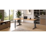 Scrivania excellens faggio 180 cm con angolare integrato sinistro e gambe regolabili alluminio