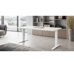 Scrivania lineare excellens bianca 140 cm con gambe regolabili antracite