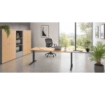 Scrivania lineare excellens faggio 180 cm con gambe regolabili antracite