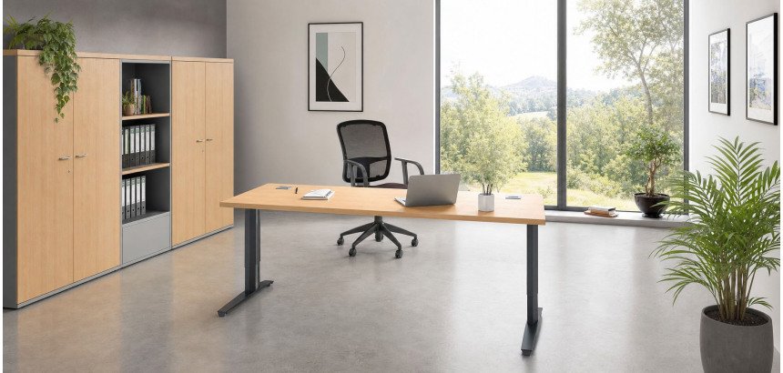 Gb_bureau droit 180 hetre alu reglable excellens