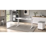 Scrivania lineare excellens bianca 140 cm con gambe antracite