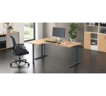 Scrivania excellens faggio 160 cm con angolare integrato sinistro e gambe regolabili alluminio