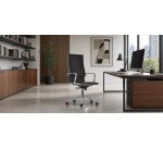 Sedia Star WH FP in rete schienale alto nero struttura cromata