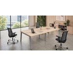 Bench 4 scrivanie rovere chiaro 60x140 cm ecla gambe bianche