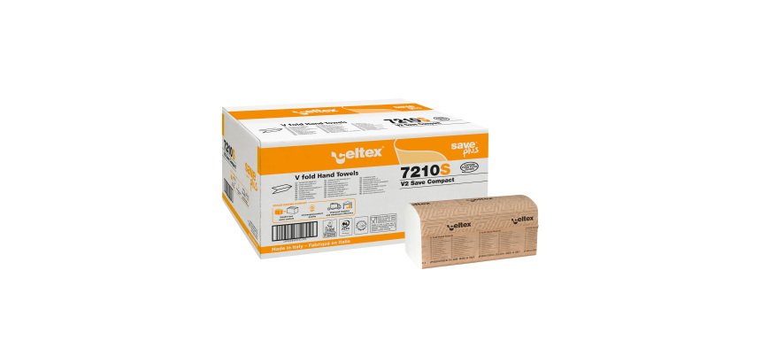 Carta asciugamani piegata a V Save Plus Compact - 2 veli  - 21 x 21.5 cm - 12 unità da 250 servizi