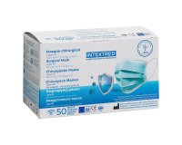 Masque chirurgical 3 plis - Type IIR, bleu - Boîte de 50