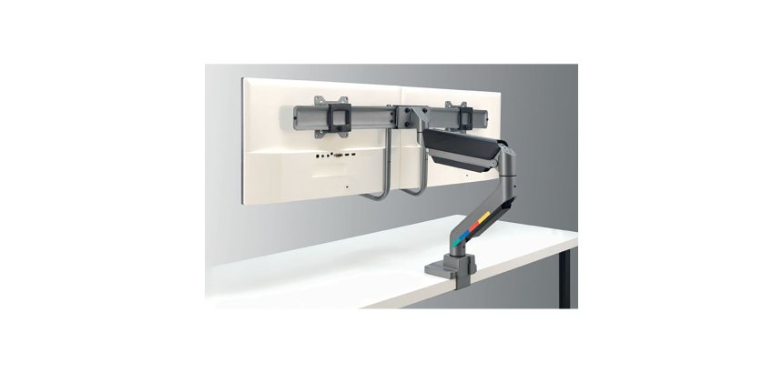 Bras double écrans avec traverse et poignée Kensington SmartFit™