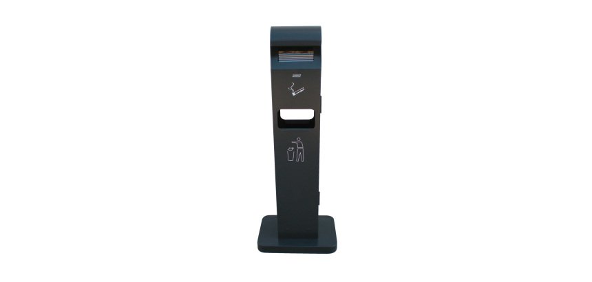Floor-standing ashtray with Probbax 12.5 L basket, dark gray