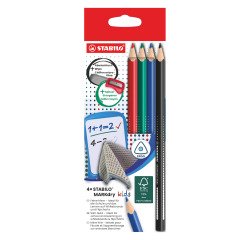 Crayon marqueur effaçable à sec Stabilo Markdry Kids - Etui de 4